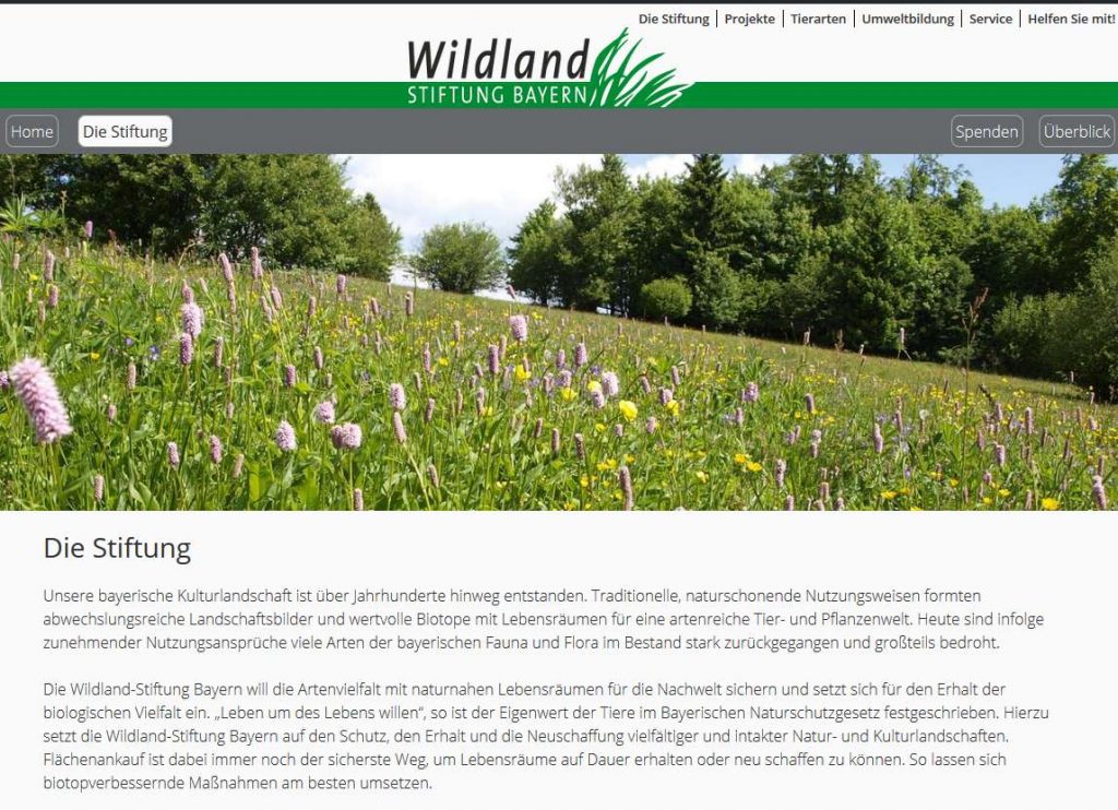 Internet-Auftritt ©Wildland-Stiftung Bayern